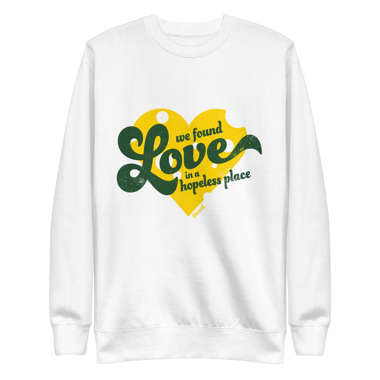 We found LOVE Green Bay Cheesehead ultra-soft crewneck sweatshirt